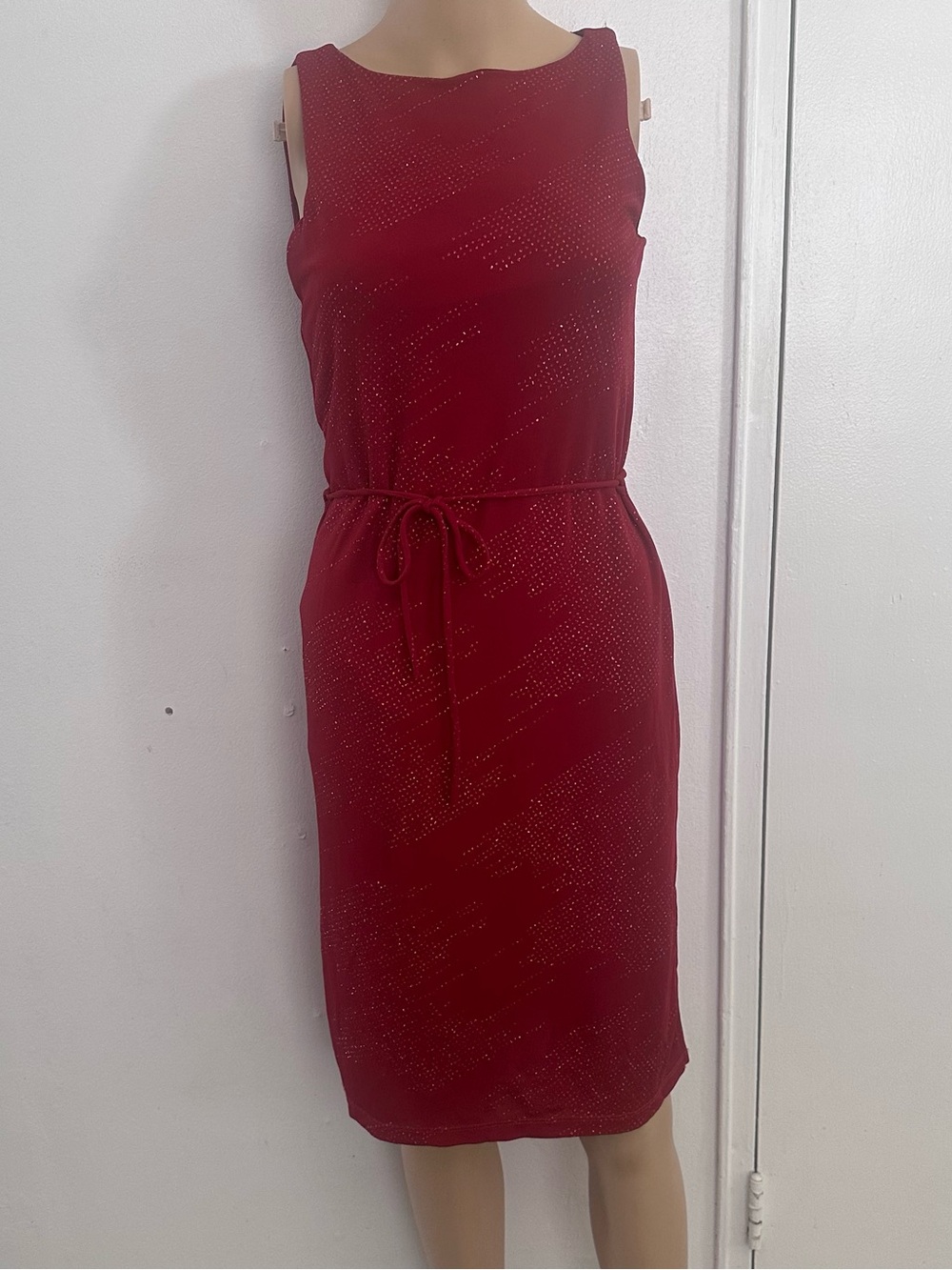 VINTAGE 90s/Y2K Forever 21 Glitter Studded Midi Dress Red with belt